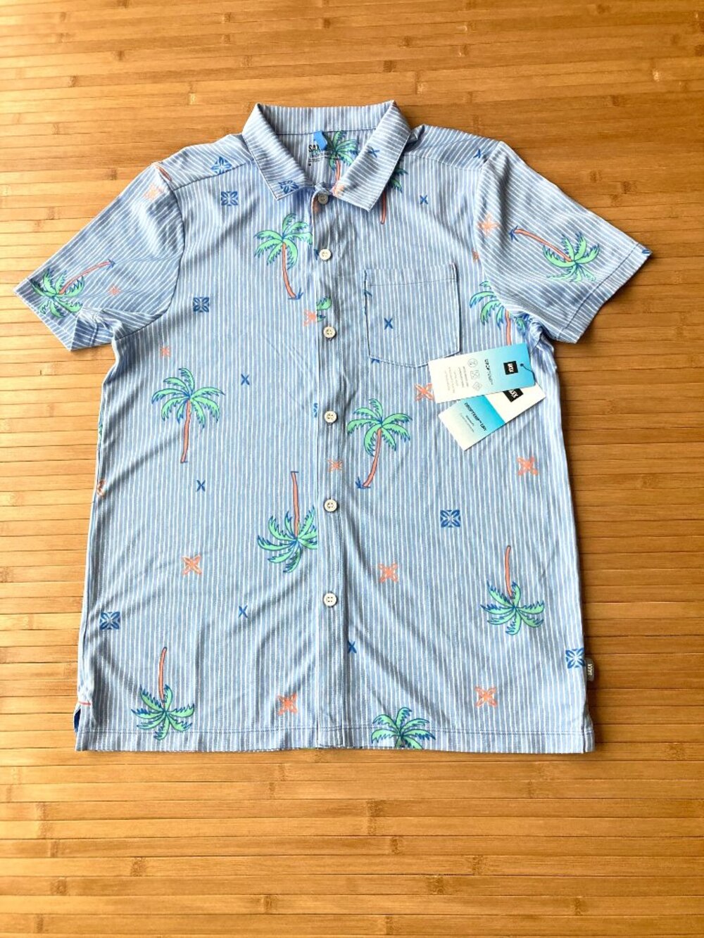 SAXX Performance Resort Shirt DropTemp Dry Mens Medium M Bel Air Blue NWT - Picture 2 of 12